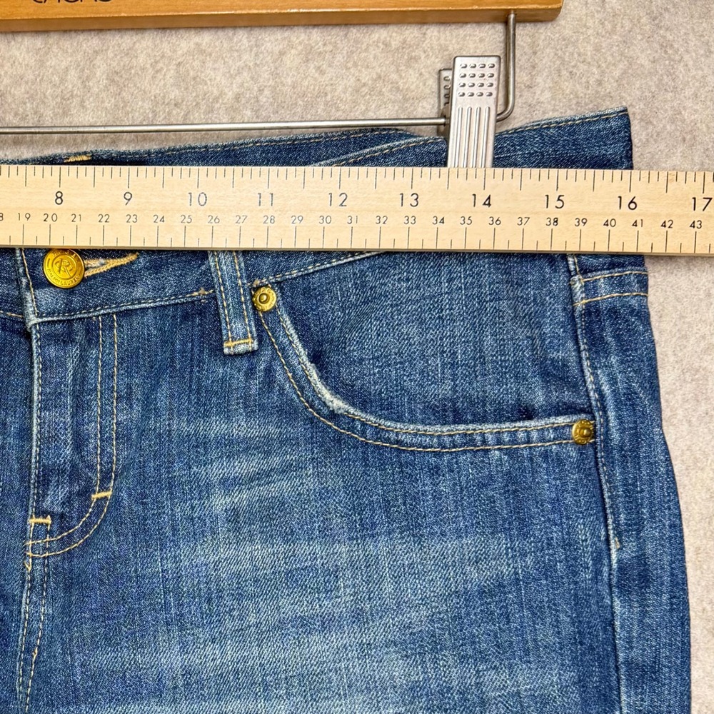 Rugby Ralph Lauren Womens Bootcut Jeans Medium Wash Blue Distressed Size 29 Y2K - Picture 8 of 11